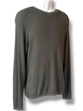 Kenneth Cole New York Mens Gray Knit Sweater Ribbed Sleeve Stretch Pullover